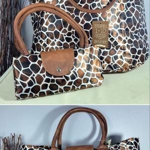 Foldover..animal print tote..New!